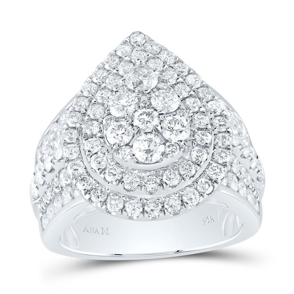 14K White Gold Pear Diamond Bridal Ring - 3 Carat Total Diamond Weight