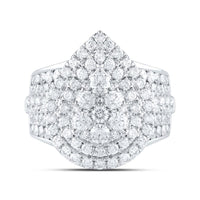 14K White Gold Pear Diamond Bridal Ring - 3 Carat Total Diamond Weight