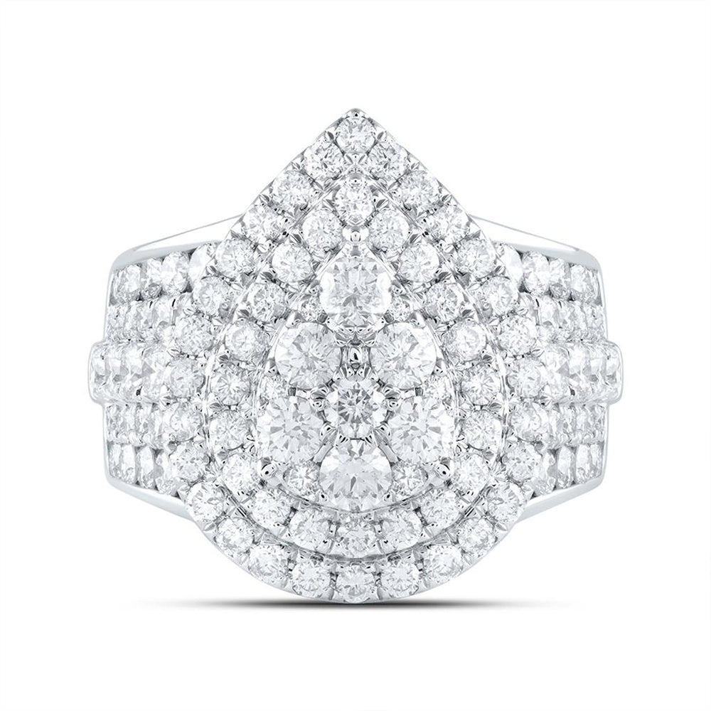 14K White Gold Pear Diamond Bridal Ring - 3 Carat Total Diamond Weight