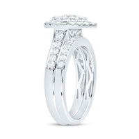 14K White Gold Pear Diamond Bridal Ring Set - 1 Carat Total Diamond Weight