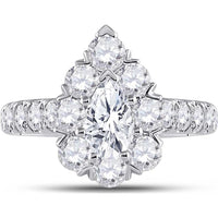 14K White Gold Pear Diamond Halo Engagement Ring - 2.38 Carat Total Diamond Weight