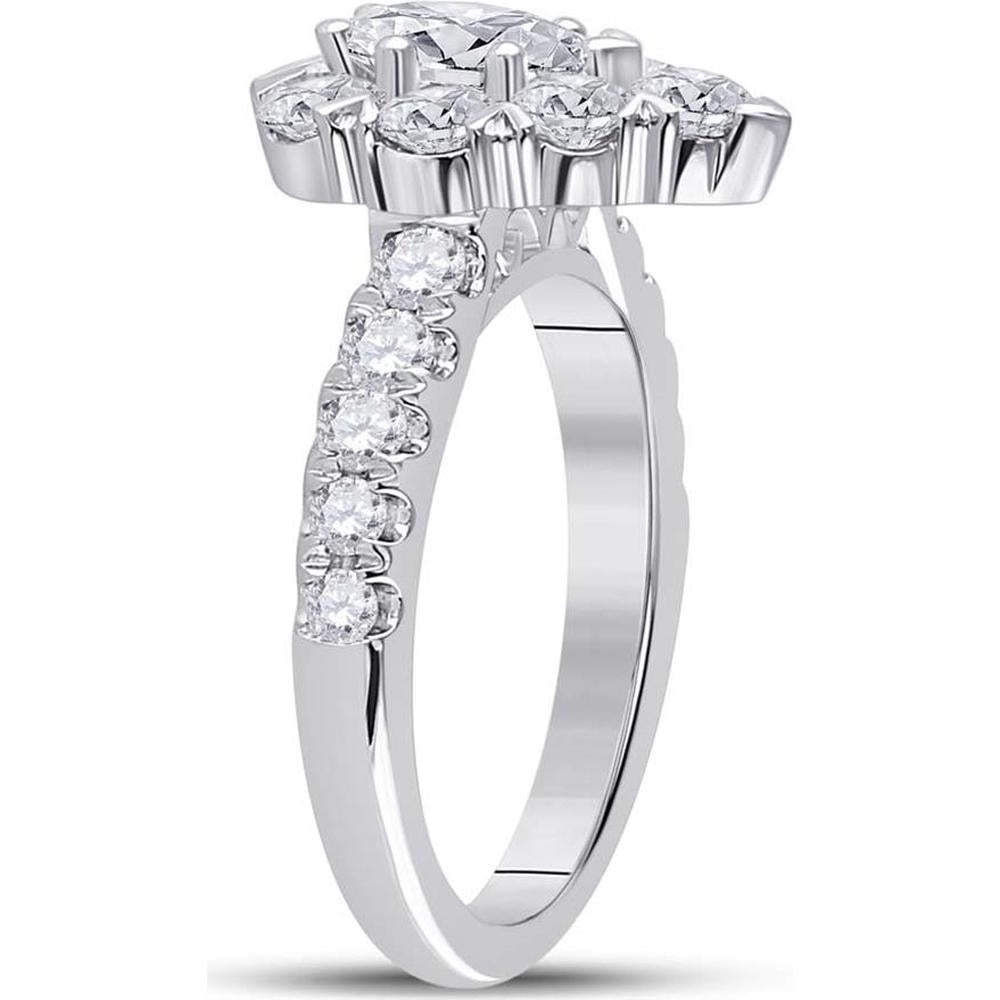14K White Gold Pear Diamond Halo Engagement Ring - 2.38 Carat Total Diamond Weight
