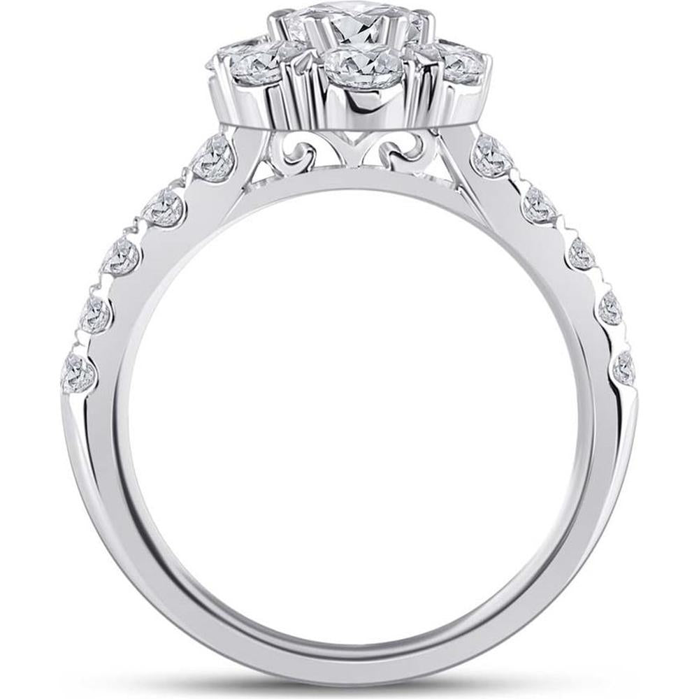 14K White Gold Pear Diamond Halo Engagement Ring - 2.38 Carat Total Diamond Weight