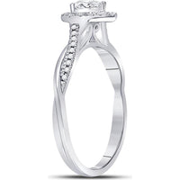 14K White Gold Pear Diamond Solitaire Engagement Ring with Round Accent Diamonds - 1/3 Carat Total Diamond Weight