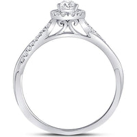 14K White Gold Pear Diamond Solitaire Engagement Ring with Round Accent Diamonds - 1/3 Carat Total Diamond Weight