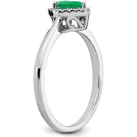 14K White Gold Pear Emerald and Diamond Halo Ring - 0.5 Carat Emerald and 0.09 Carat Diamond Total Weight by 0