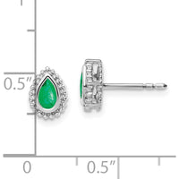 14K White Gold Pear Emerald Post Earrings - 0.25 Carat Total Emerald Weight by Monteluci Fine Jewelry