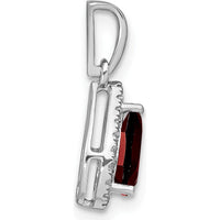 14K White Gold Pear Garnet and Diamond Halo Pendant - 0.77 Carat Garnet, 0.005 Carat Diamond Total Weight by Lumare Gioia