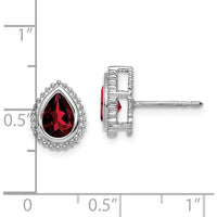 14K White Gold Pear Garnet Post Earrings - 0.75 Carat Total Garnet Weight by Monteluci Fine Jewelry