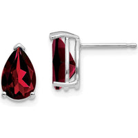 14K White Gold Pear Garnet Stud Earrings - 1.5 Carat Total Garnet Weight by Monteluci Fine Jewelry