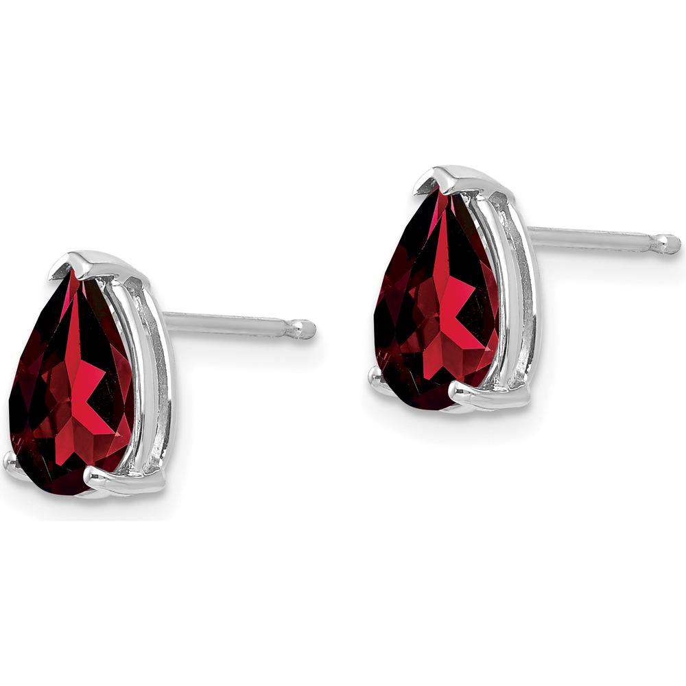 14K White Gold Pear Garnet Stud Earrings - 1.5 Carat Total Garnet Weight by Monteluci Fine Jewelry