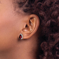 14K White Gold Pear Garnet Stud Earrings - 1.5 Carat Total Garnet Weight by Monteluci Fine Jewelry