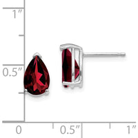 14K White Gold Pear Garnet Stud Earrings - 1.5 Carat Total Garnet Weight by Monteluci Fine Jewelry