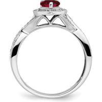 14K White Gold Pear Lab-Created Ruby and Diamond Halo Ring - 0.74 Carat Total Ruby Weight, 0.017 Carat Total Diamond Weight by 0