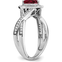 14K White Gold Pear Lab-Created Ruby and Diamond Halo Ring - 0.74 Carat Total Ruby Weight, 0.017 Carat Total Diamond Weight by 0