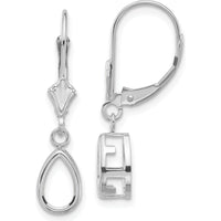 14K White Gold Pear Leverback Earrings - 8x5mm Stone Settings by Monteluci Fine Jewelry