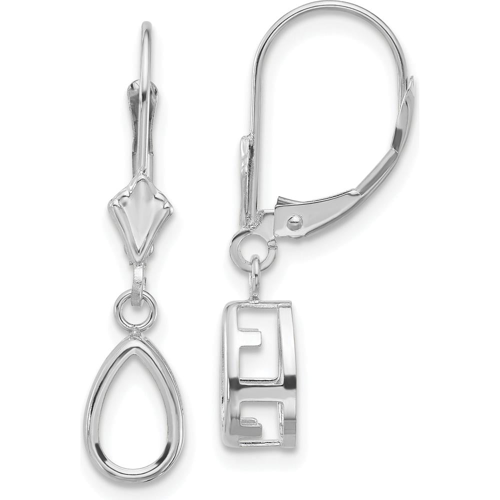 14K White Gold Pear Leverback Earrings - 8x5mm Stone Settings by Monteluci Fine Jewelry