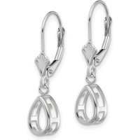 14K White Gold Pear Leverback Earrings - 8x5mm Stone Settings by Monteluci Fine Jewelry