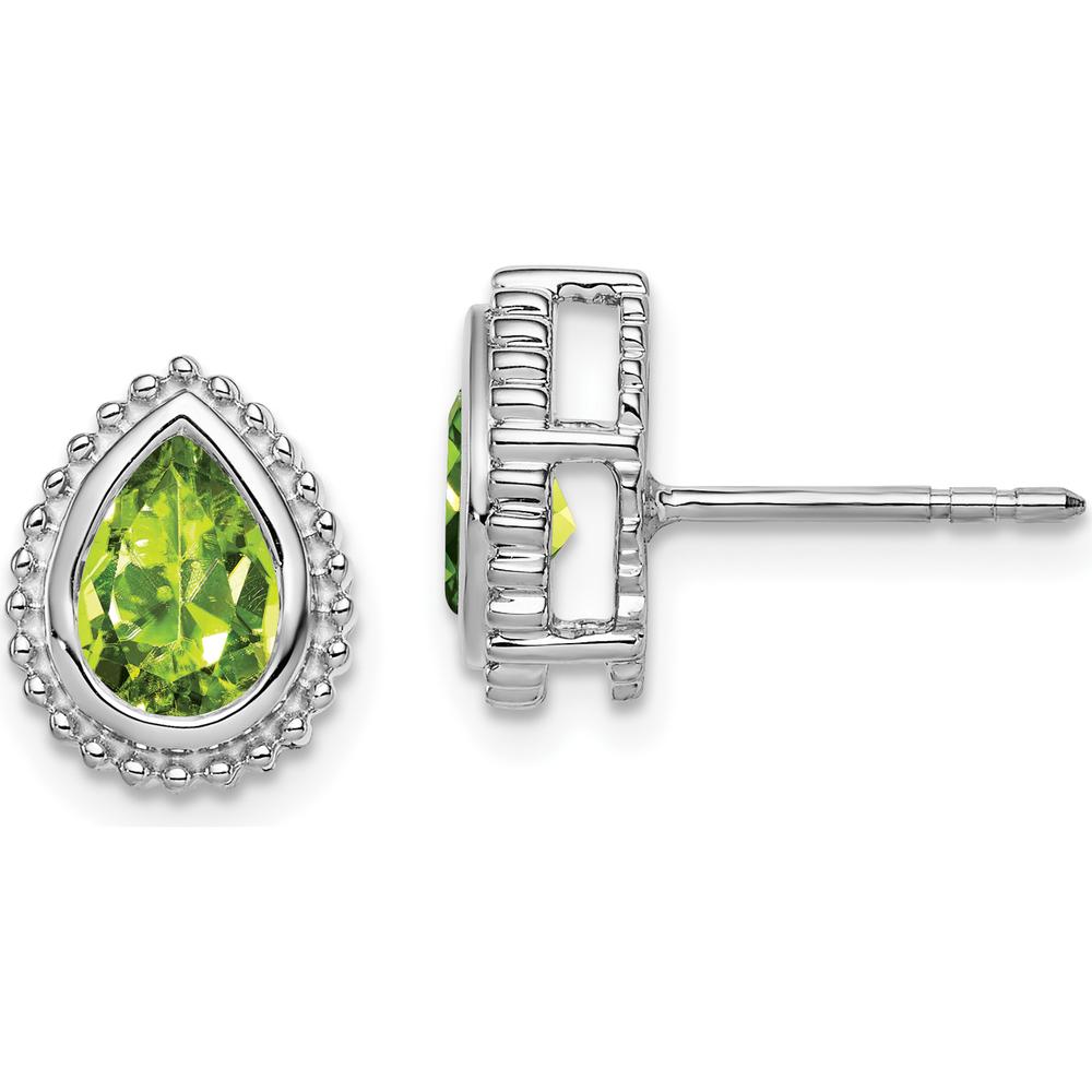 14K White Gold Pear Peridot Post Earrings - 0.75 Carat Total Peridot Weight by Monteluci Fine Jewelry