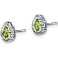 14K White Gold Pear Peridot Post Earrings - 0.75 Carat Total Peridot Weight by Monteluci Fine Jewelry
