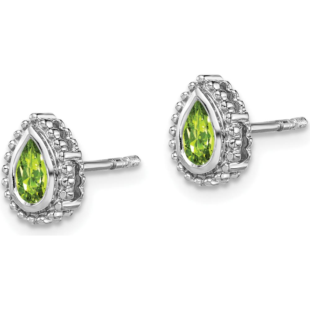14K White Gold Pear Peridot Post Earrings - 0.75 Carat Total Peridot Weight by Monteluci Fine Jewelry