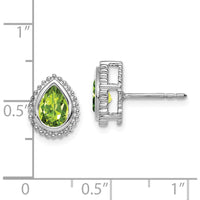 14K White Gold Pear Peridot Post Earrings - 0.75 Carat Total Peridot Weight by Monteluci Fine Jewelry