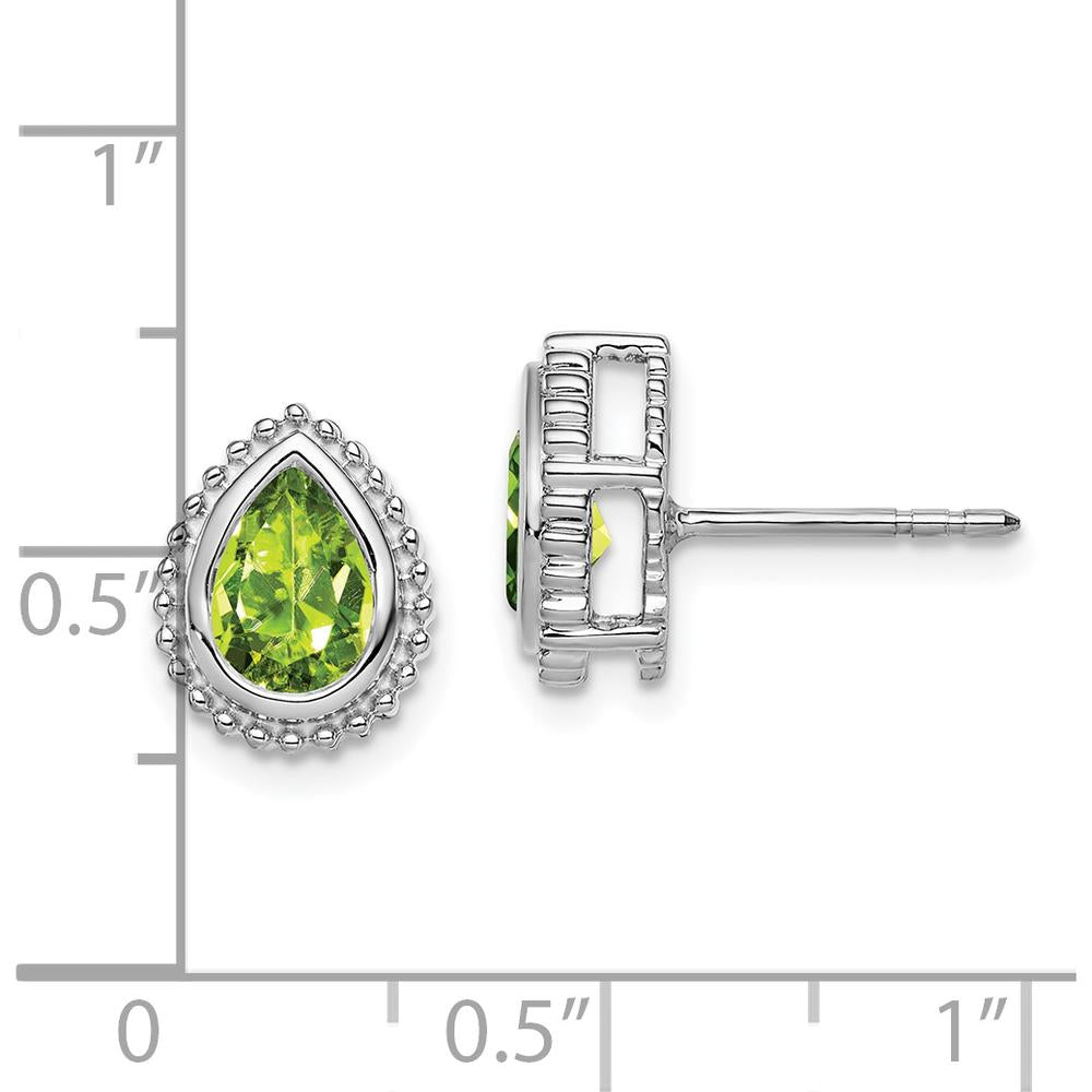 14K White Gold Pear Peridot Post Earrings - 0.75 Carat Total Peridot Weight by Monteluci Fine Jewelry