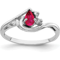 14K White Gold Pear Ruby and Diamond Accent Ring - 0.30 Carat Ruby, 0.016 Carat Diamonds Total by Monteluci Fine Jewelry