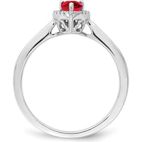 14K White Gold Pear Ruby and Diamond Halo Ring - 0.5 Carat Ruby, 0.09 Carat Total Diamond Weight by 0