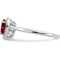 14K White Gold Pear Ruby and Diamond Halo Ring - 0.5 Carat Ruby, 0.09 Carat Total Diamond Weight by 0
