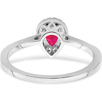 14K White Gold Pear Ruby and Diamond Halo Ring - 0.5 Carat Ruby, 0.09 Carat Total Diamond Weight by 0