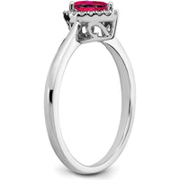 14K White Gold Pear Ruby and Diamond Halo Ring - 0.5 Carat Ruby, 0.09 Carat Total Diamond Weight by 0