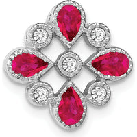 14K White Gold Pear Ruby and Diamond Pendant - 0.115 Carat Ruby, 0.02 Carat Diamond Total Weight by Lumare Gioia