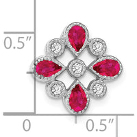 14K White Gold Pear Ruby and Diamond Pendant - 0.115 Carat Ruby, 0.02 Carat Diamond Total Weight by Lumare Gioia