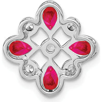 14K White Gold Pear Ruby and Diamond Pendant - 0.115 Carat Ruby, 0.02 Carat Diamond Total Weight by Lumare Gioia