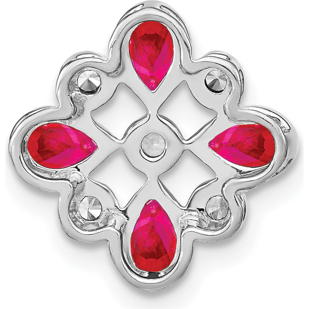 14K White Gold Pear Ruby and Diamond Pendant - 0.115 Carat Ruby, 0.02 Carat Diamond Total Weight by Lumare Gioia
