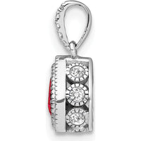 14K White Gold Pear Ruby and Diamond Pendant with Beaded Detail - 0.29 Carat Ruby, 0.06 Carat Total Diamond Weight by Lumare Gioia