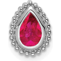 14K White Gold Pear Ruby Pendant with Beaded Edge - 0.5 Carat Ruby by Lumare Gioia
