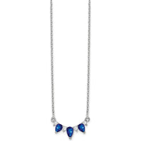 14K White Gold Pear Sapphire and Diamond 18" Necklace with Round Diamonds - 0.14 Carat and 0.1375 Carat Sapphire, 0.035 Carat and 0.025 Carat Diamonds by Lumare Gioia
