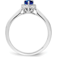 14K White Gold Pear Sapphire and Diamond Halo Ring - 0.5 Carat Sapphire, 0.09 Carat Diamond Total Weight by 0