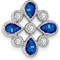 14K White Gold Pear Sapphire and Round Diamond Pendant - 0.12 Carat Total Gemstone Weight by Lumare Gioia