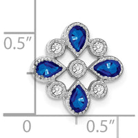 14K White Gold Pear Sapphire and Round Diamond Pendant - 0.12 Carat Total Gemstone Weight by Lumare Gioia