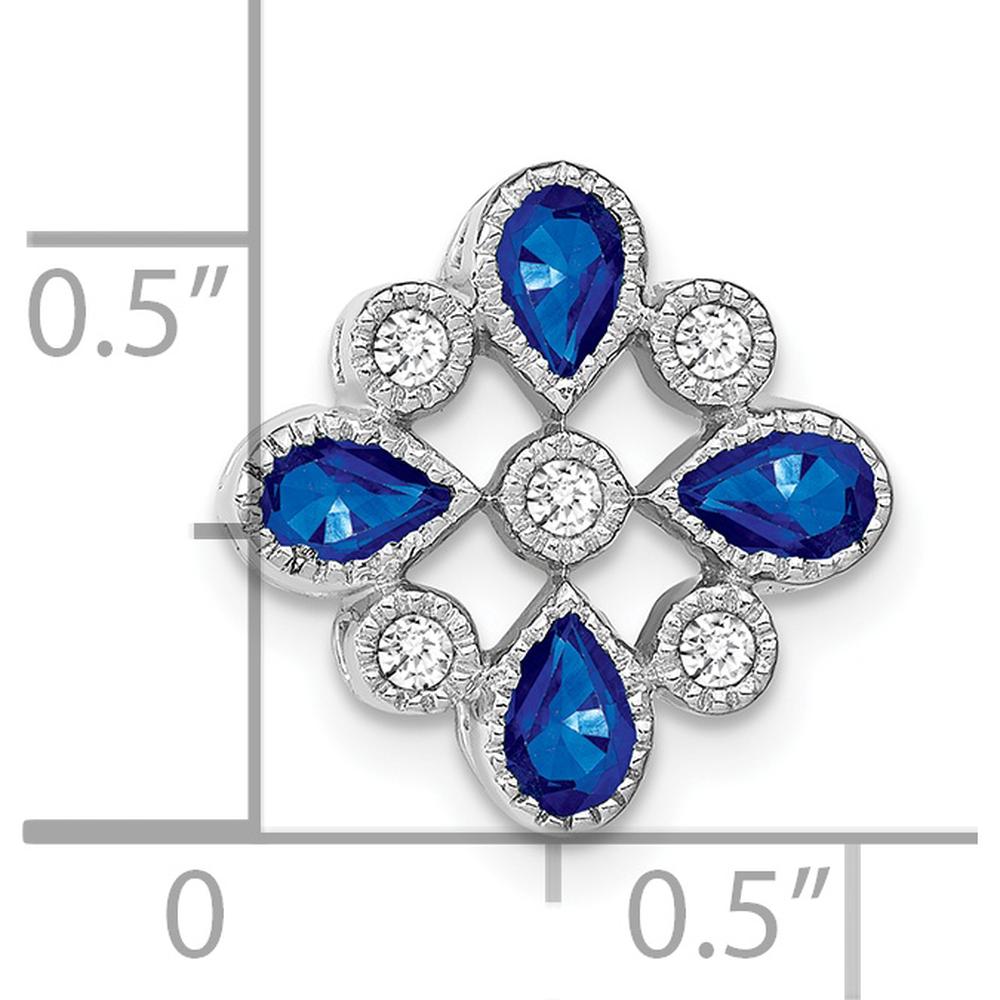14K White Gold Pear Sapphire and Round Diamond Pendant - 0.12 Carat Total Gemstone Weight by Lumare Gioia