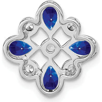 14K White Gold Pear Sapphire and Round Diamond Pendant - 0.12 Carat Total Gemstone Weight by Lumare Gioia