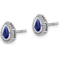 14K White Gold Pear Sapphire Post Earrings - 0.25 Carat Total Sapphire Weight by Monteluci Fine Jewelry
