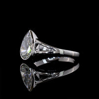 14K White Gold Pear Shape Bezel Set Solitaire Ring with 1.55 Carat Lab Grown F VVS2 Diamond - North-South Orientation - Covaloro Fine Jewelry