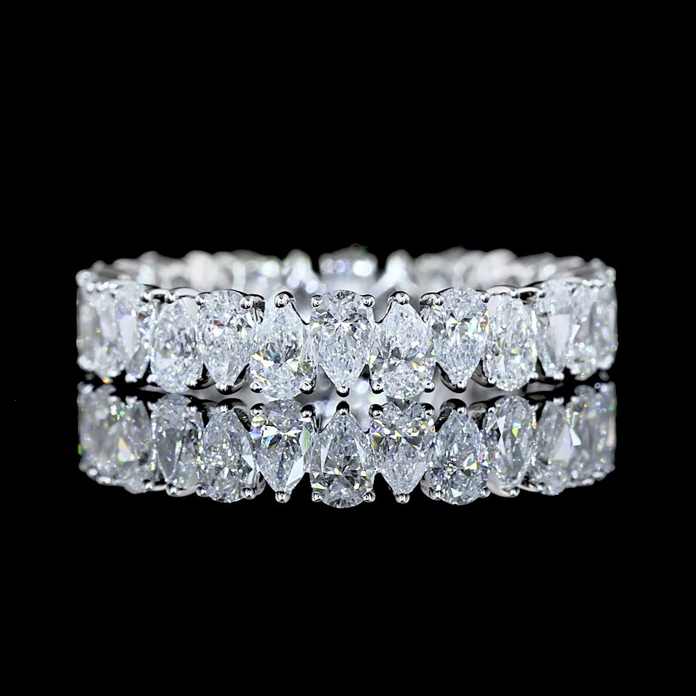 14K White Gold Pear Shape Diamond Eternity Band with North-South Prong Set Lab Diamonds - 2.08 Carat Total Weight - Covaloro Fine Jewelry
