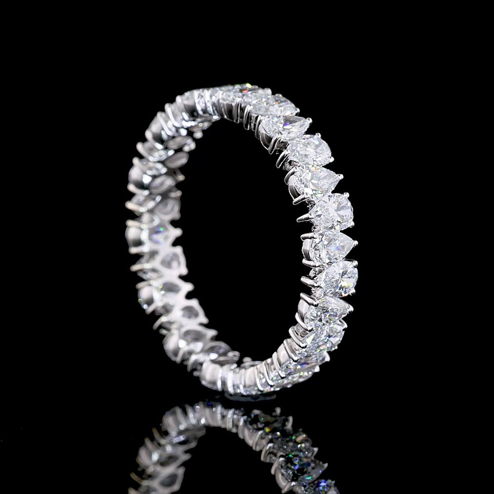 14K White Gold Pear Shape Diamond Eternity Band with North-South Prong Set Lab Diamonds - 2.08 Carat Total Weight - Covaloro Fine Jewelry