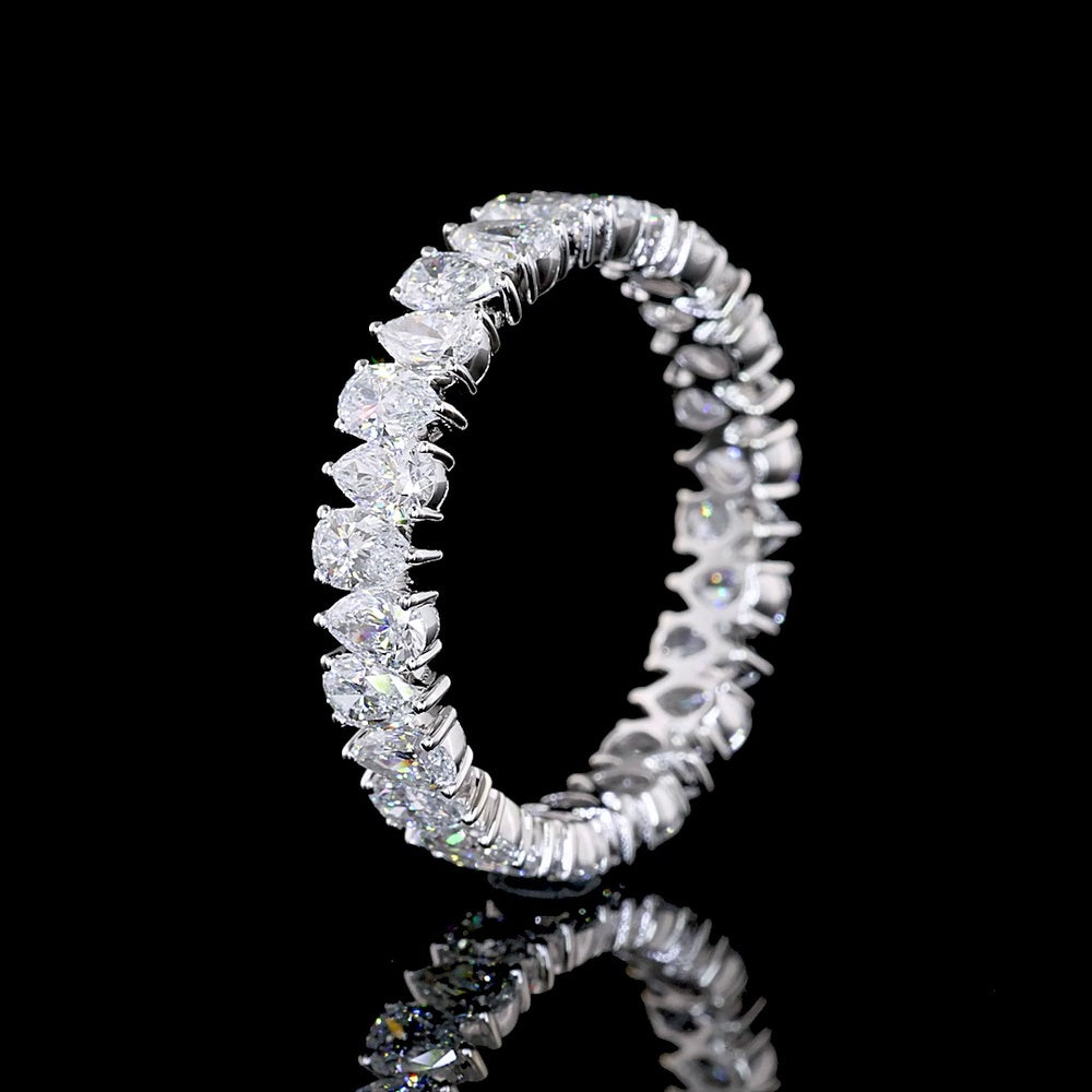 14K White Gold Pear Shape Diamond Eternity Band with North-South Prong Set Lab Diamonds - 2.08 Carat Total Weight - Covaloro Fine Jewelry