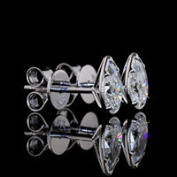 14K White Gold Pear Shape Diamond Stud Earrings with Bezel-Prong Setting - 1.02 Carat Total Weight Lab Diamonds (E-F Color, VS Clarity) - Covaloro Fine Jewelry
